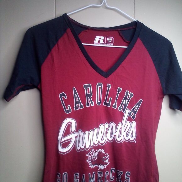 Russell Carolina Gamecocks Shirt M 7-9 Short Sleeve Red Black - Picture 8 of 11